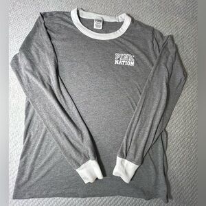 PINK Nation Long Sleeve Tee Gray White Logo VS PINK